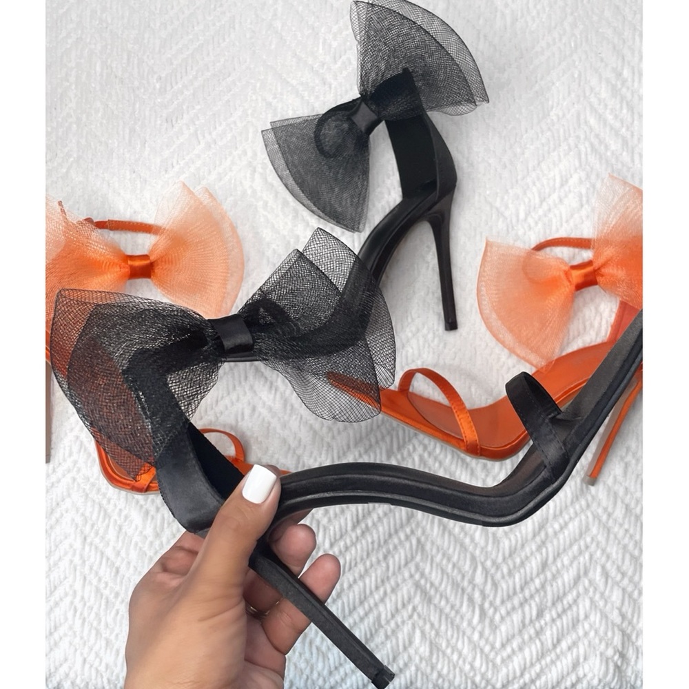 Orange Oversized Side Bow High Heels - Picture 6 of 7